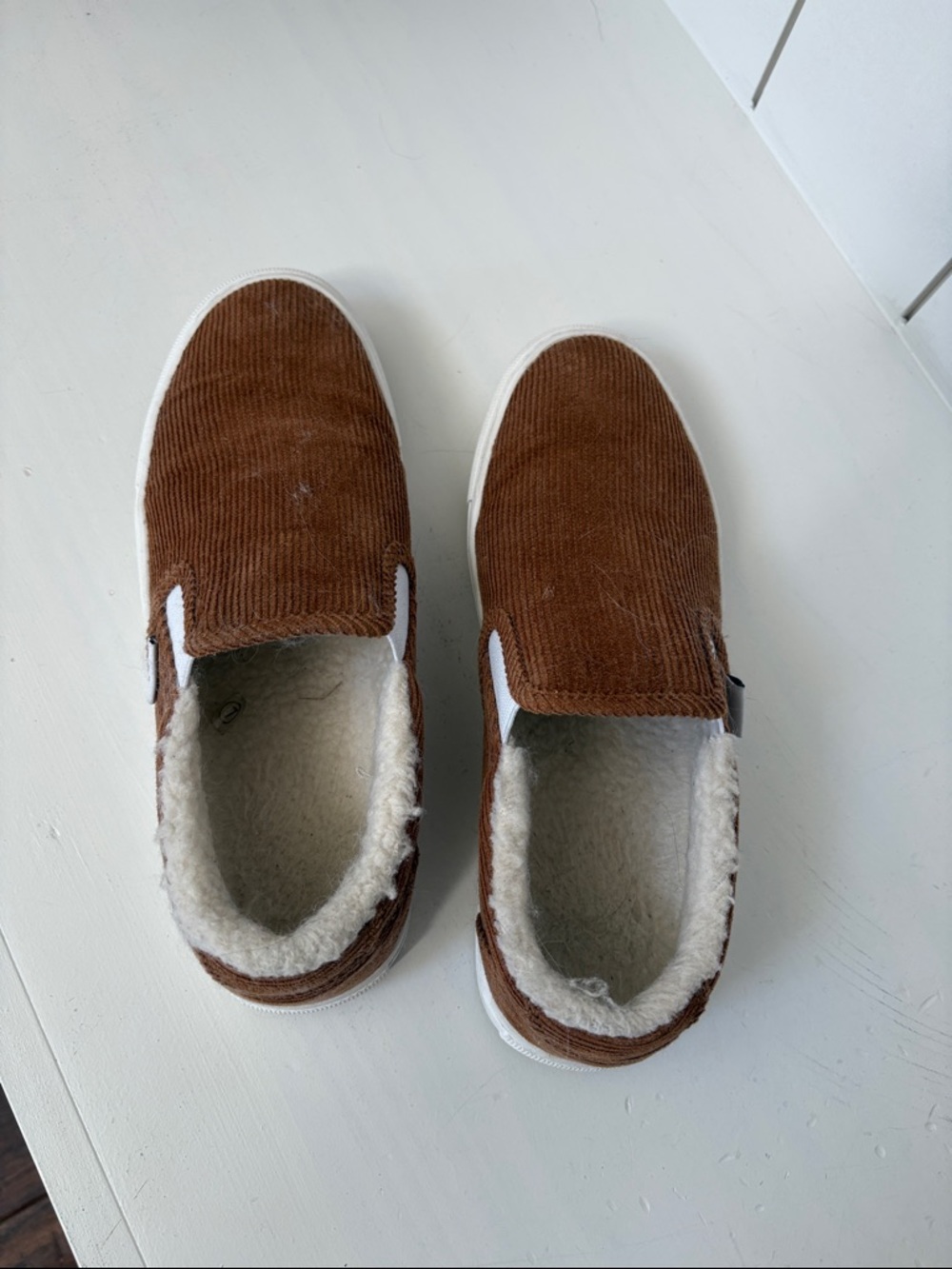 J. Crew Brown Corduroy Slip-On Shoes with Shearling Lining